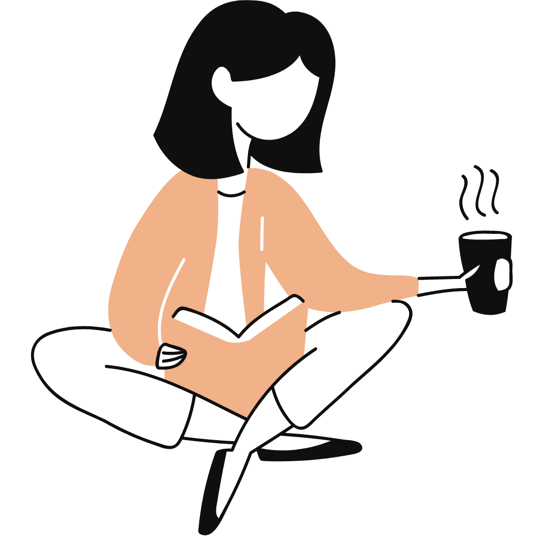 Illustration of a person drinking coffee